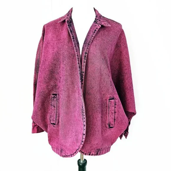 Vintage Sundance Dolman Pink Acid Washed Denim Jacket - Picture 1 of 7